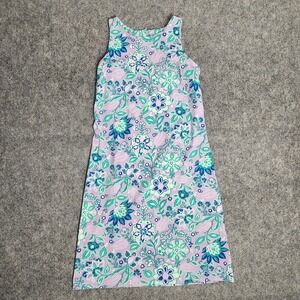 Talbots Petite Dress Women P Blue Purple Floral Print Summer Flower Outdoor Prep